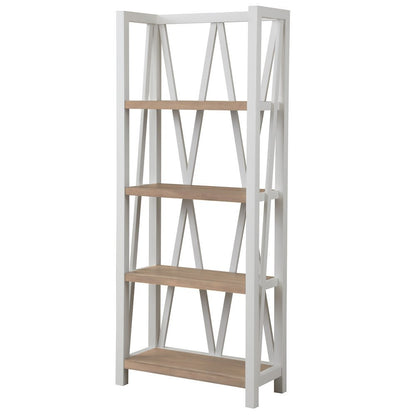 White Wooden Bookshelve, Tall Bookcase with 4-Tier Wood Bookshelf Design
