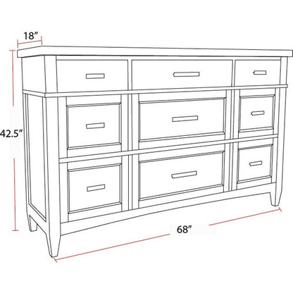 Modern Bedroom King Shelter Bed with 2 Nightstands and Dresser with Mirror