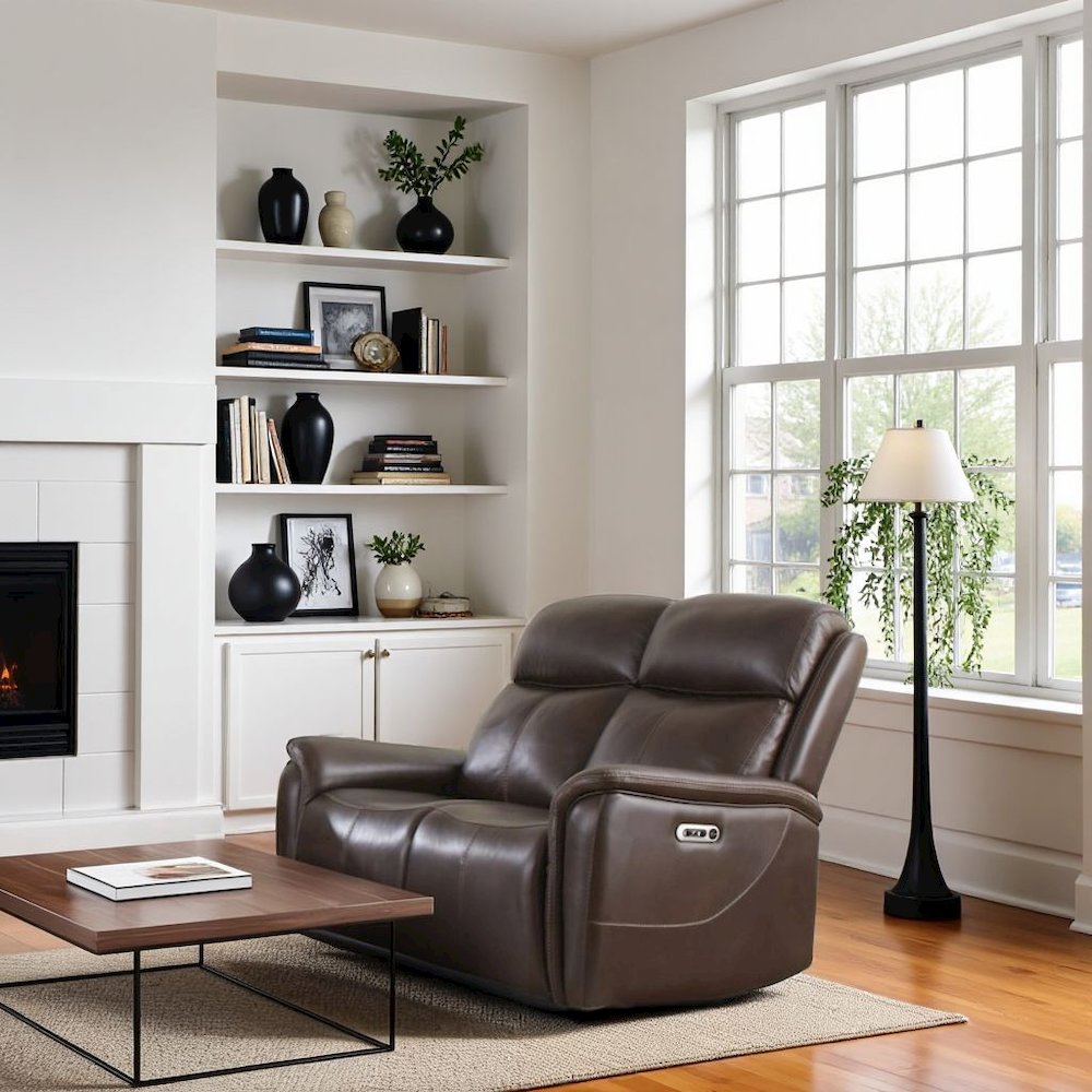 Brown Power Reclining Loveseat Recliner, Theater Seating for Home