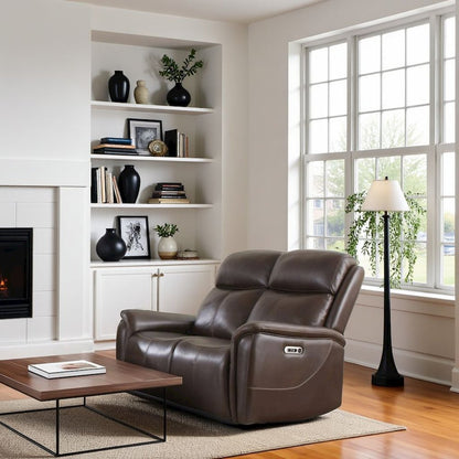 Brown Power Reclining Loveseat Recliner, Theater Seating for Home