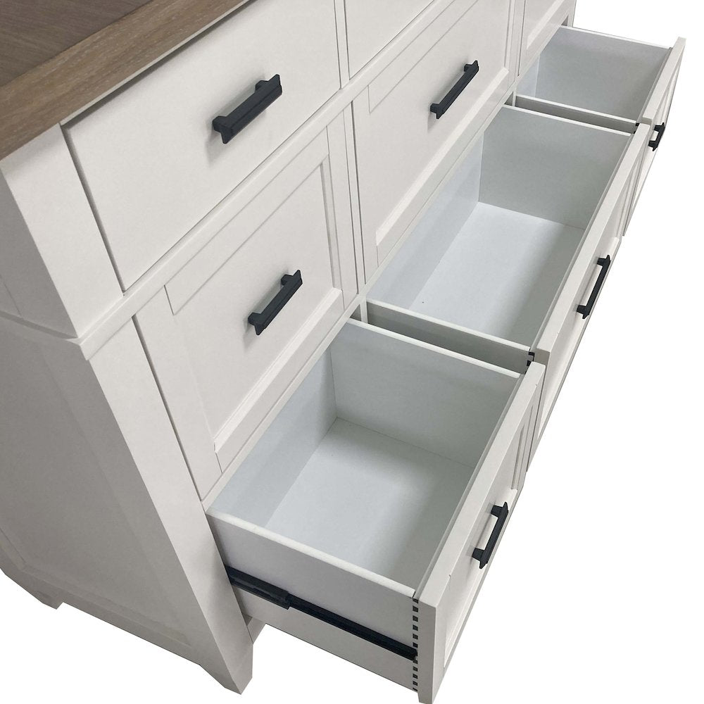 Modern Bedroom King Shelter Bed with 2 Nightstands and Dresser with Mirror