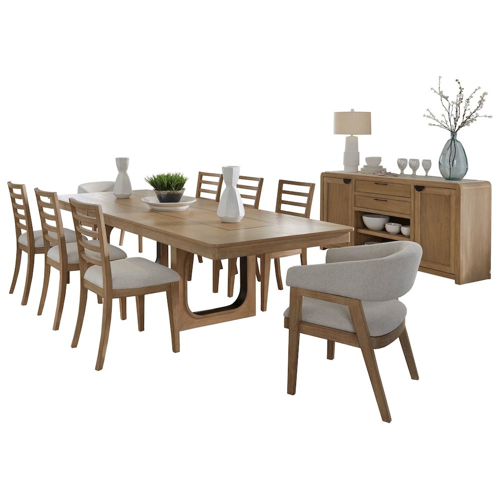 Dining 84 In. Rectangular Extendable Table With 8 Chairs and Server