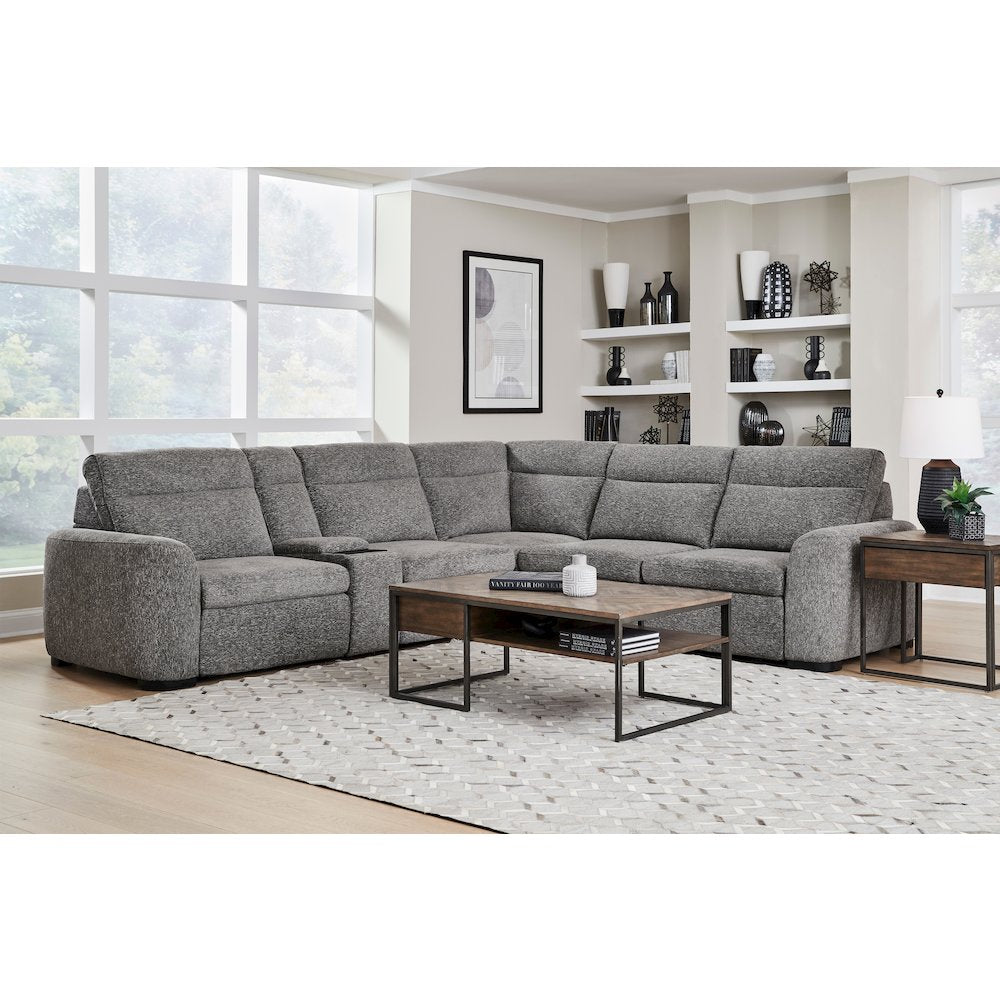 Kline Nightfall 6 Piece Power Sliding Sectional with Extension Footrests