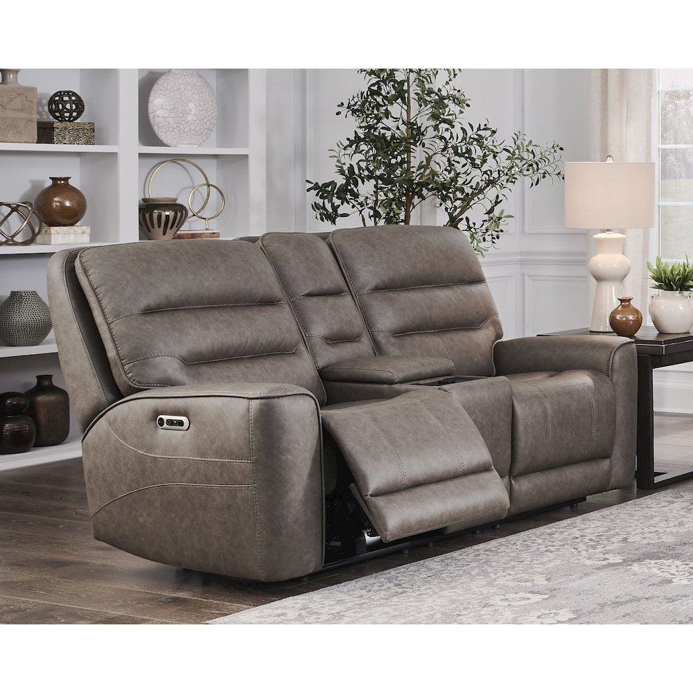 Lawson Sydney Brunette Power Zero Gravity Tilt Console Loveseat P2