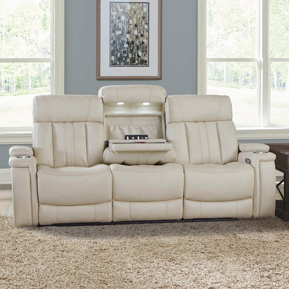 Royce - Fantom Ivory Power Reclining Sofa with Drop Down Console