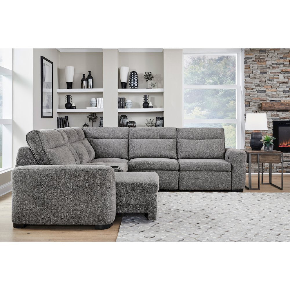 Kline Nightfall 6 Piece Power Sliding Sectional with Extension Footrests