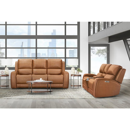 Belmont Lyric Caramel Zero Gravity Power Reclining Sofa and Loveseat