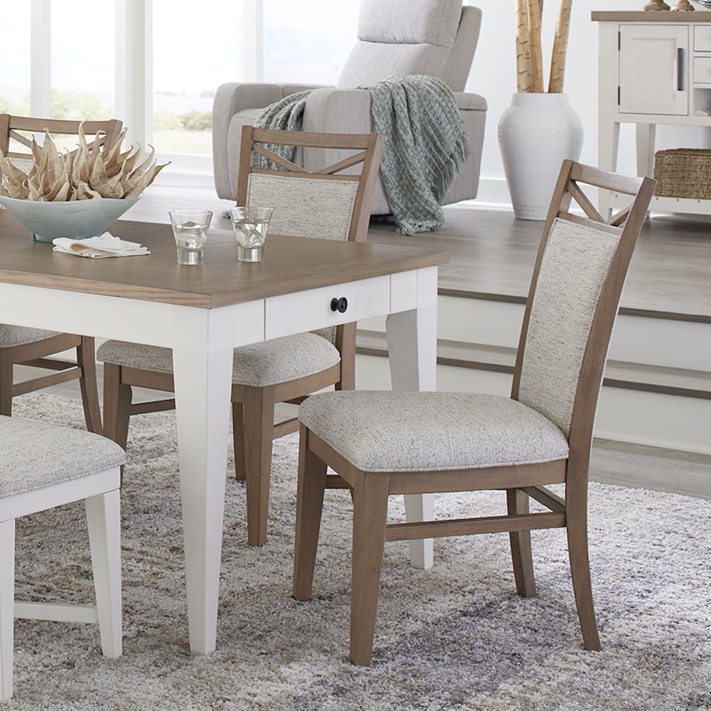 Modern Dining Extendable Trestle Table with 8 Upholstered Chairs