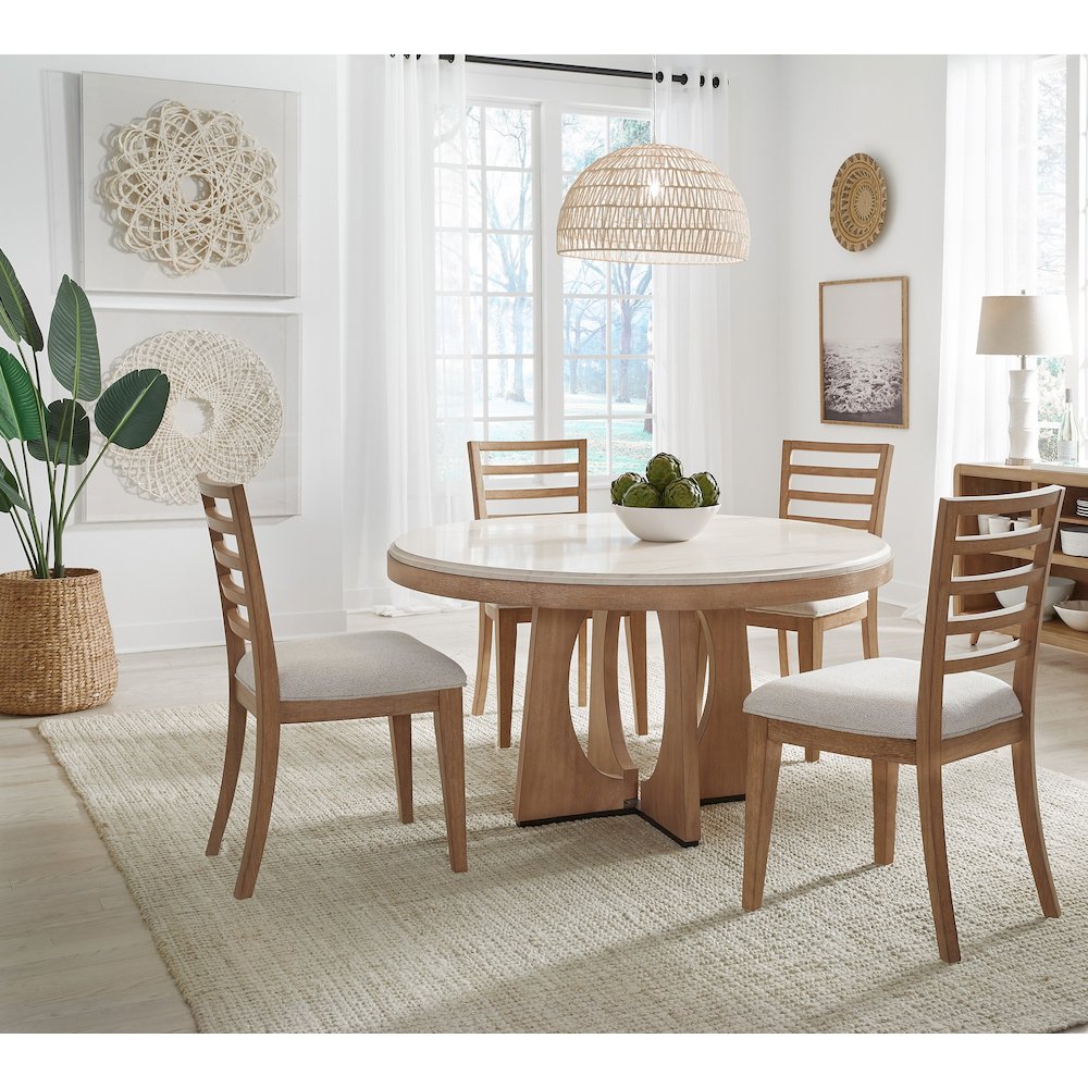Dining 54 In. Round Table with 4 Ladderback Chairs