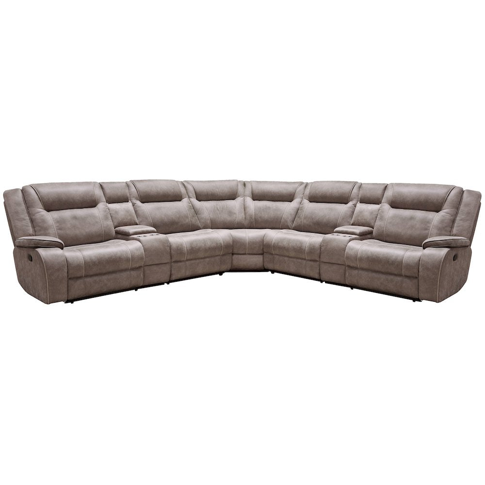 Desert Taupe 7 Piece Modular Reclining Sectional and Entertainment Console