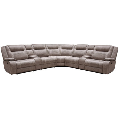 Desert Taupe 7 Piece Modular Reclining Sectional and Entertainment Console