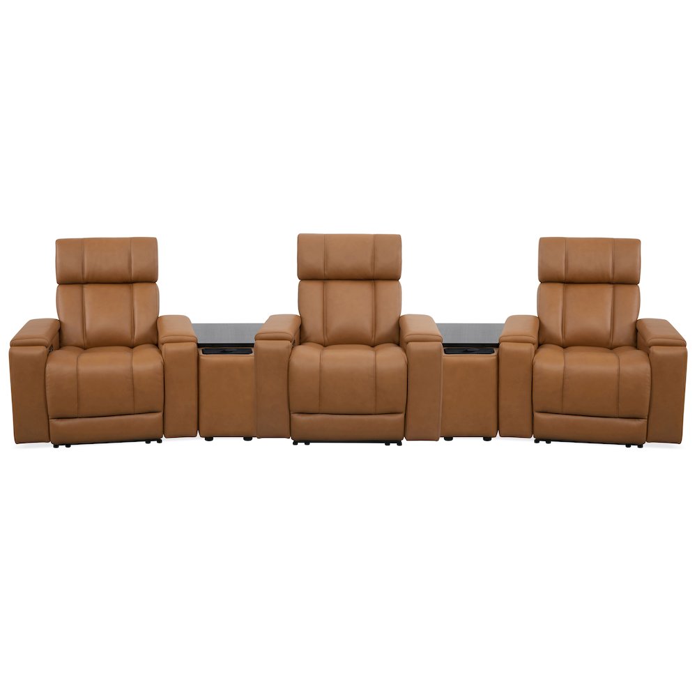 Phoenix Autumn Caramel Zero Gravity Power 3 Seat Home Theater Seating with 2