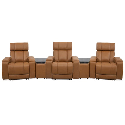 Phoenix Autumn Caramel Zero Gravity Power 3 Seat Home Theater Seating with 2