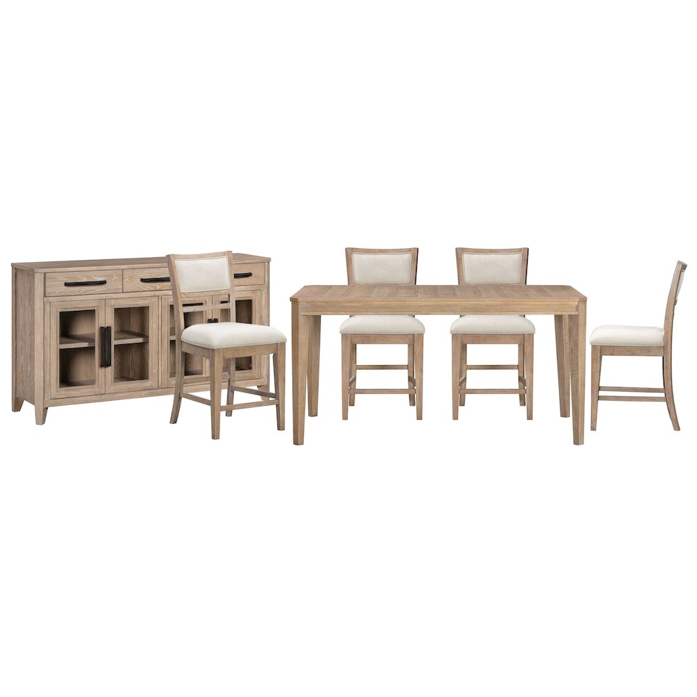 Breckenridge Dining 72 Inch Rectangular Counter Table with 4 Upholstered