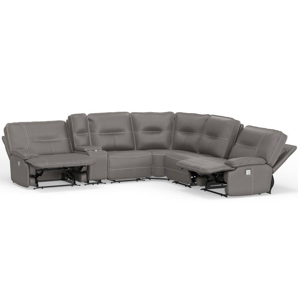 6 Piece Modular Power Reclining Sectional with Power Adjustable Headrests