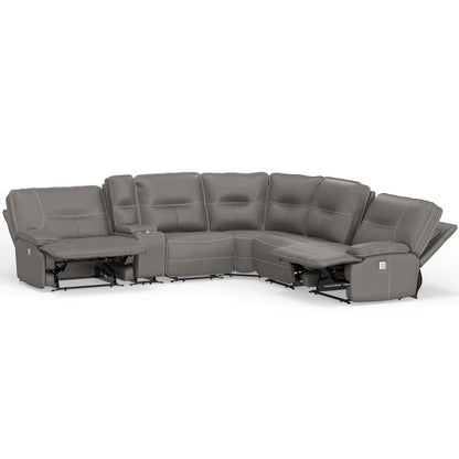 6 Piece Modular Power Reclining Sectional with Power Adjustable Headrests