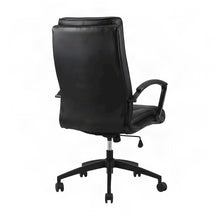 Top Grain Leather Mid-Back Ergonomic Rolling Office Chair, Swivel, Black