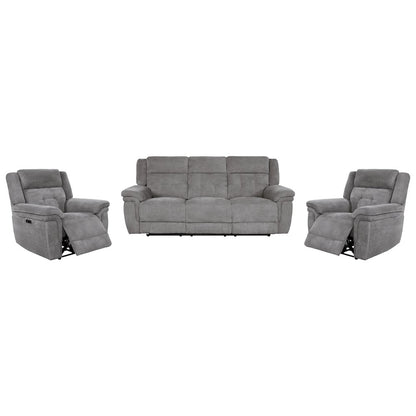 Richland - Bristol Grey Power Reclining Sofa and Two Recliners