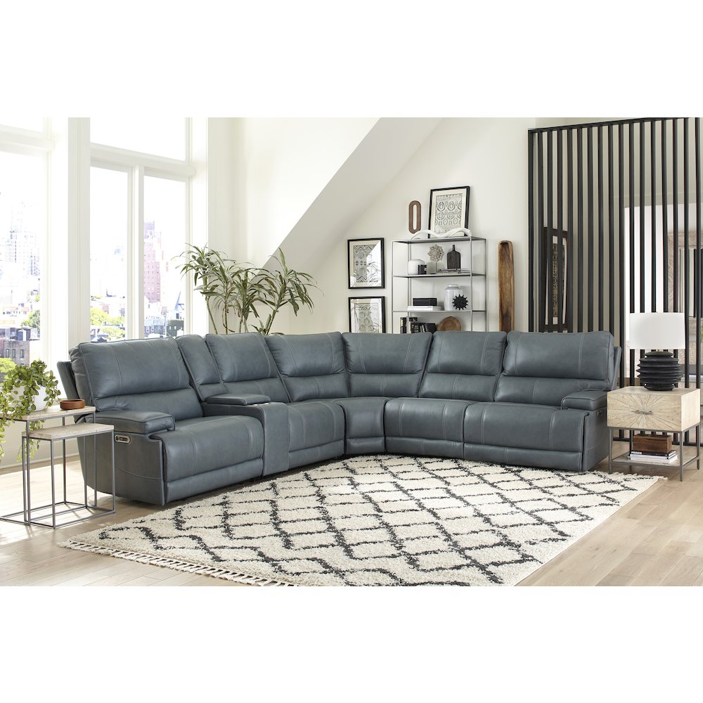 Verona Azure - Powered By Freemotion 6 Piece Modular Power Reclining Sectional