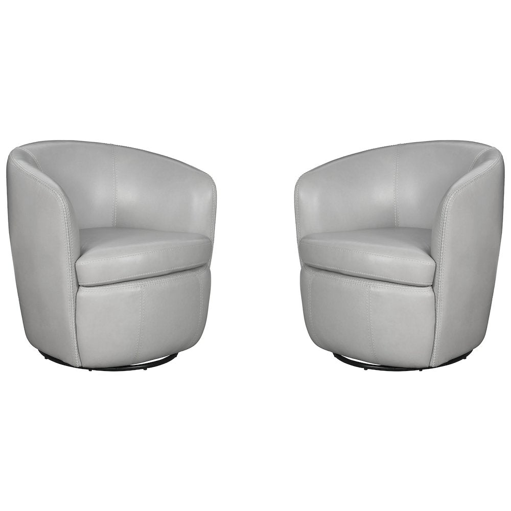 Barolo - Steamboat Ice 100% Italian Leather Swivel Club Chair Two Pack