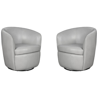 Barolo - Steamboat Ice 100% Italian Leather Swivel Club Chair Two Pack