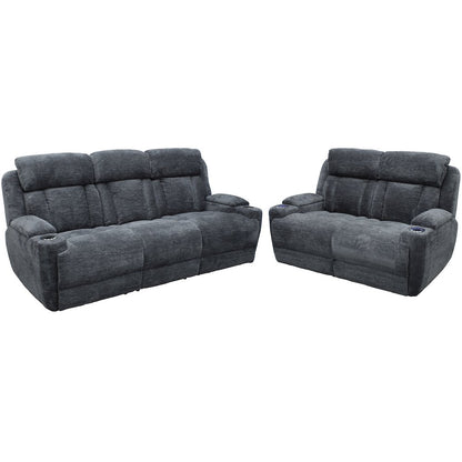 Dalton - Lucky Charcoal Power Reclining Sofa and Loveseat