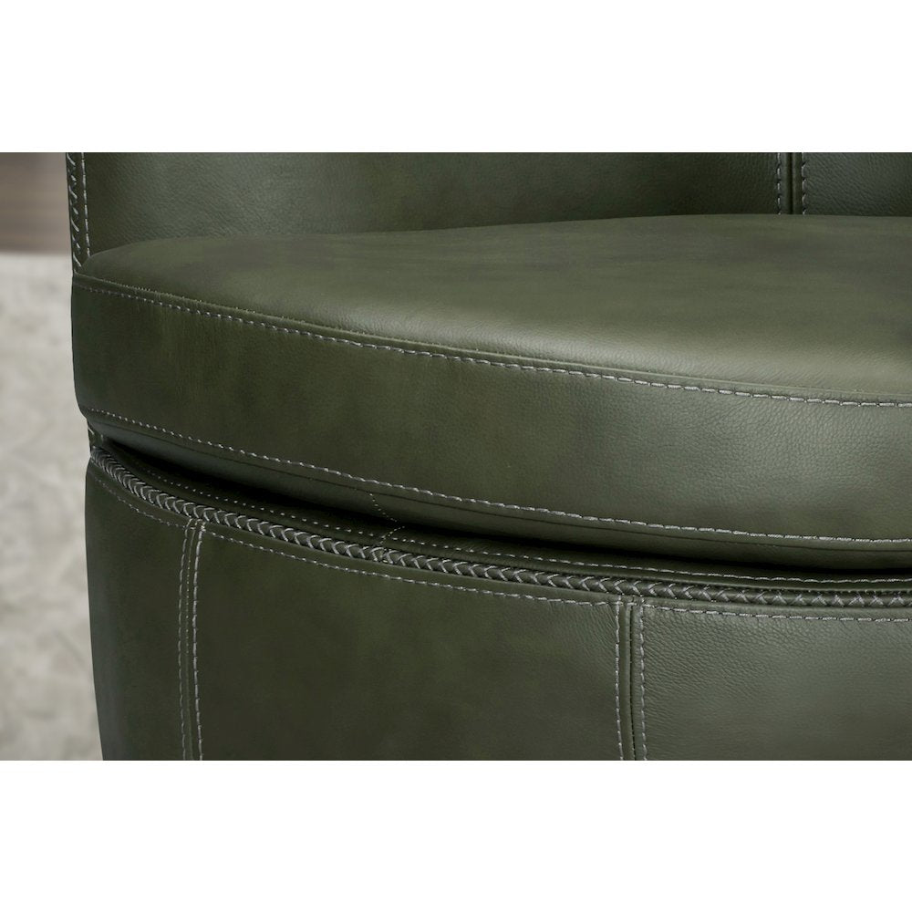 Barolo Lyric Sage 100% Italian Leather Swivel Club Chair Two Pack