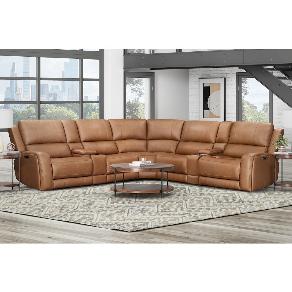 Belmont Lyric Caramel 7 Piece Zero Gravity Power Reclining Sectional with