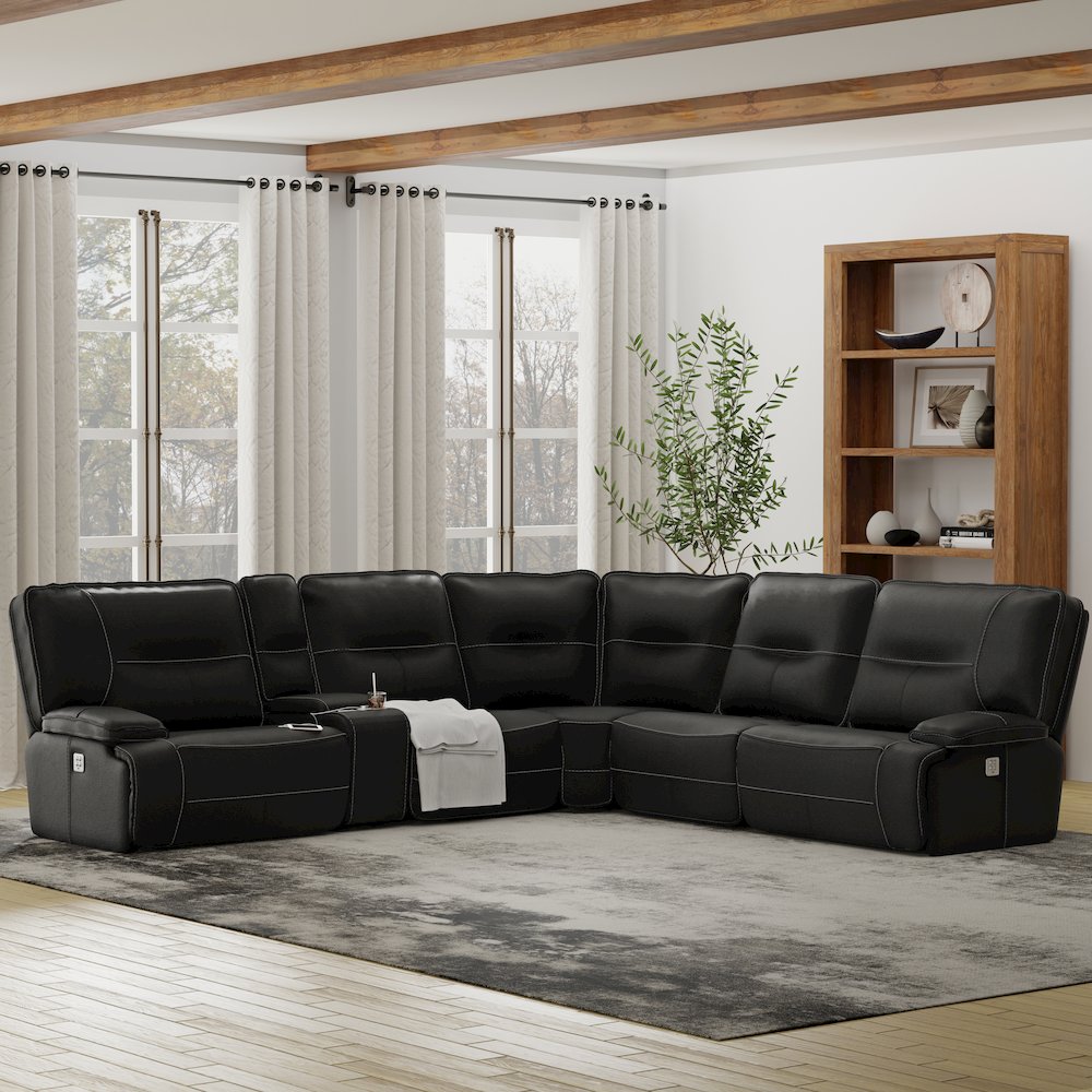 6 Piece Modular Power Reclining Sectional with Power Adjustable Headrests