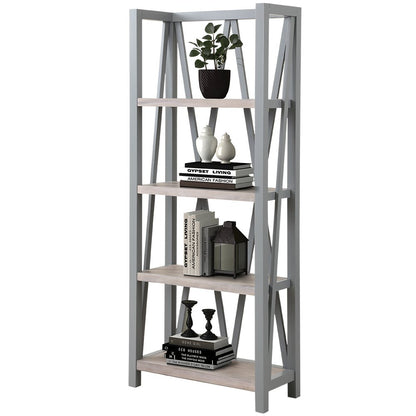 Modern - Dove Etagere Bookcase