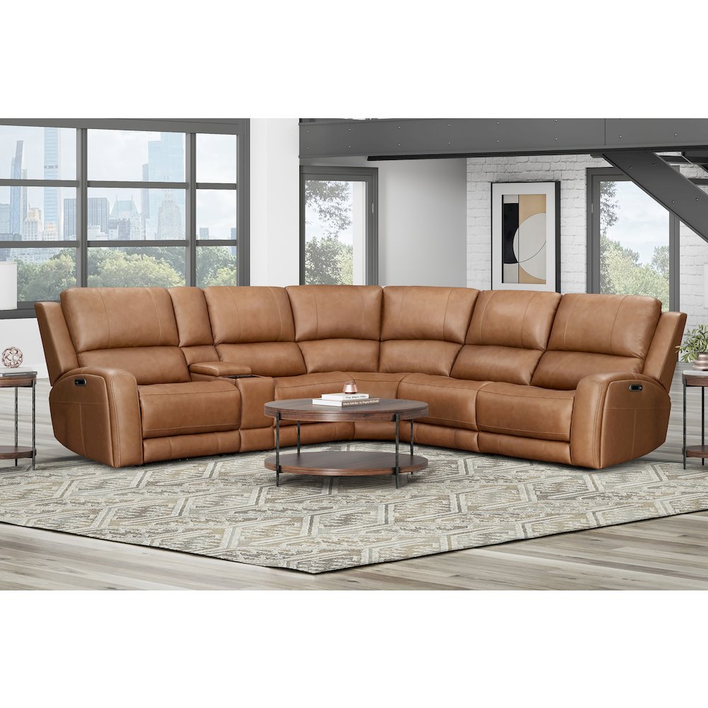 Belmont Lyric Caramel 6 Piece Zero Gravity Power Reclining Sectional with
