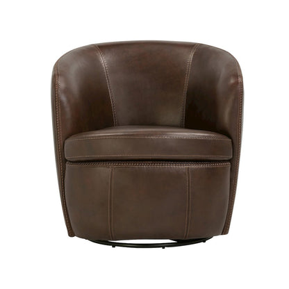 Barolo - Vintage Brown 100% Italian Leather Swivel Club Chair Two Pack