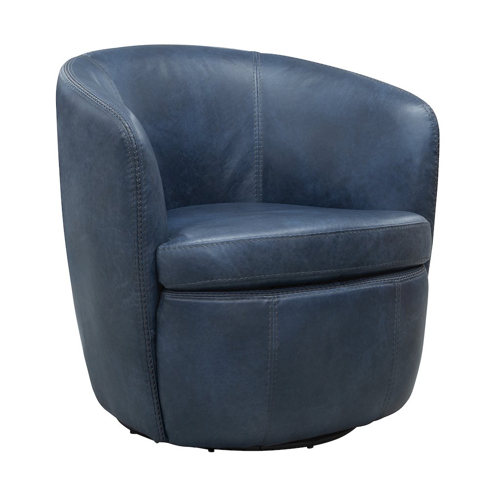 Barolo - Vintage Navy 100% Italian Leather Swivel Club Chair Two Pack