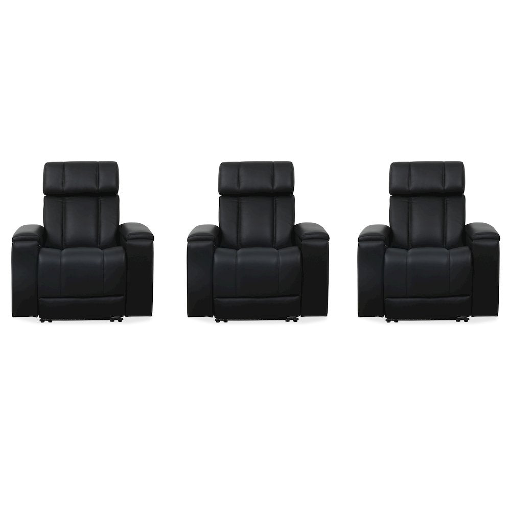Phoenix Autumn Black Zero Gravity Power 3 Seat Home Theater Seating with