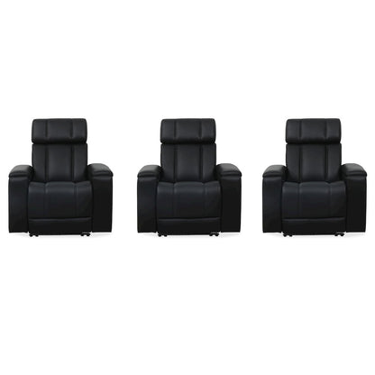 Phoenix Autumn Black Zero Gravity Power 3 Seat Home Theater Seating with