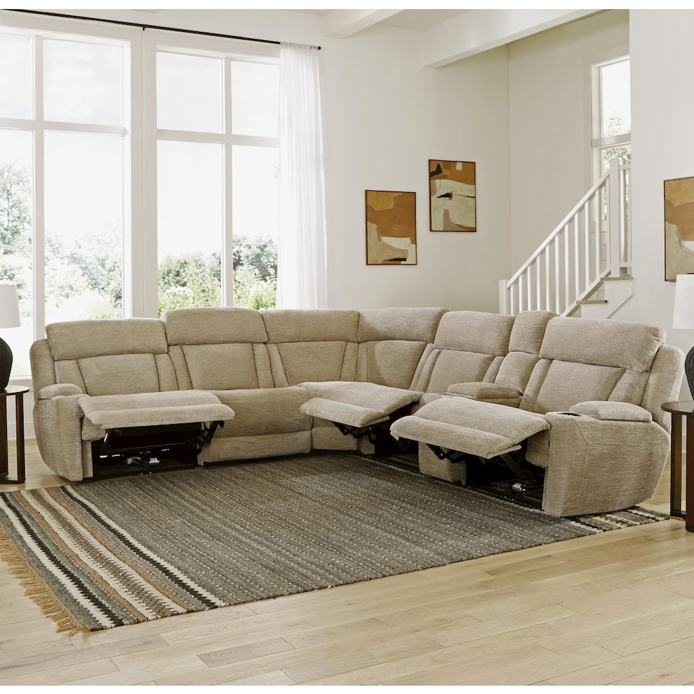 6 Piece Modular Power Reclining Sectional with Power Adjustable Headrests