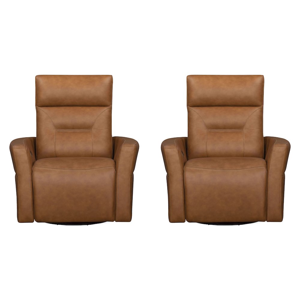 Remmington - Vintage Caramel Power Swivel Glider Recliner P2 Two Pack