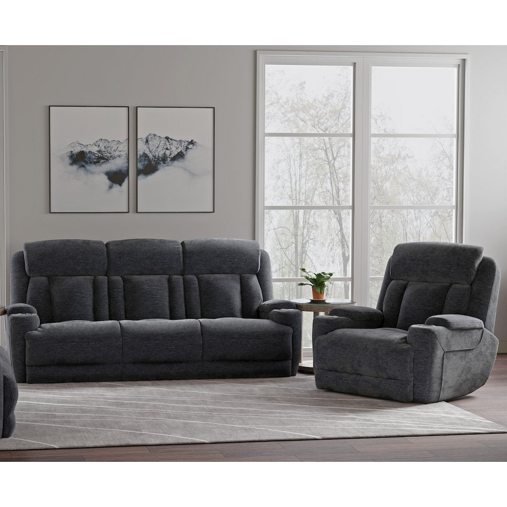 Dalton - Lucky Charcoal Power Reclining Sofa and Recliner