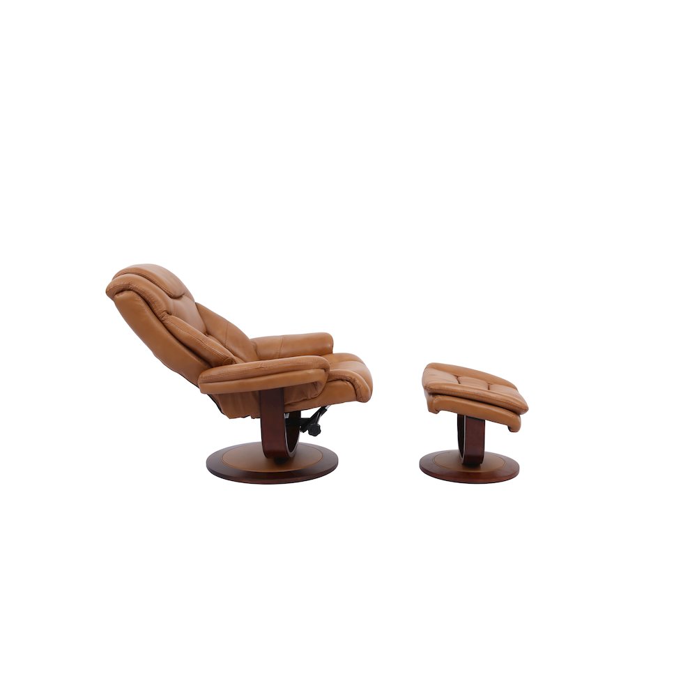 Monarch - Butterscotch Manual Reclining Swivel Chair and Ottoman