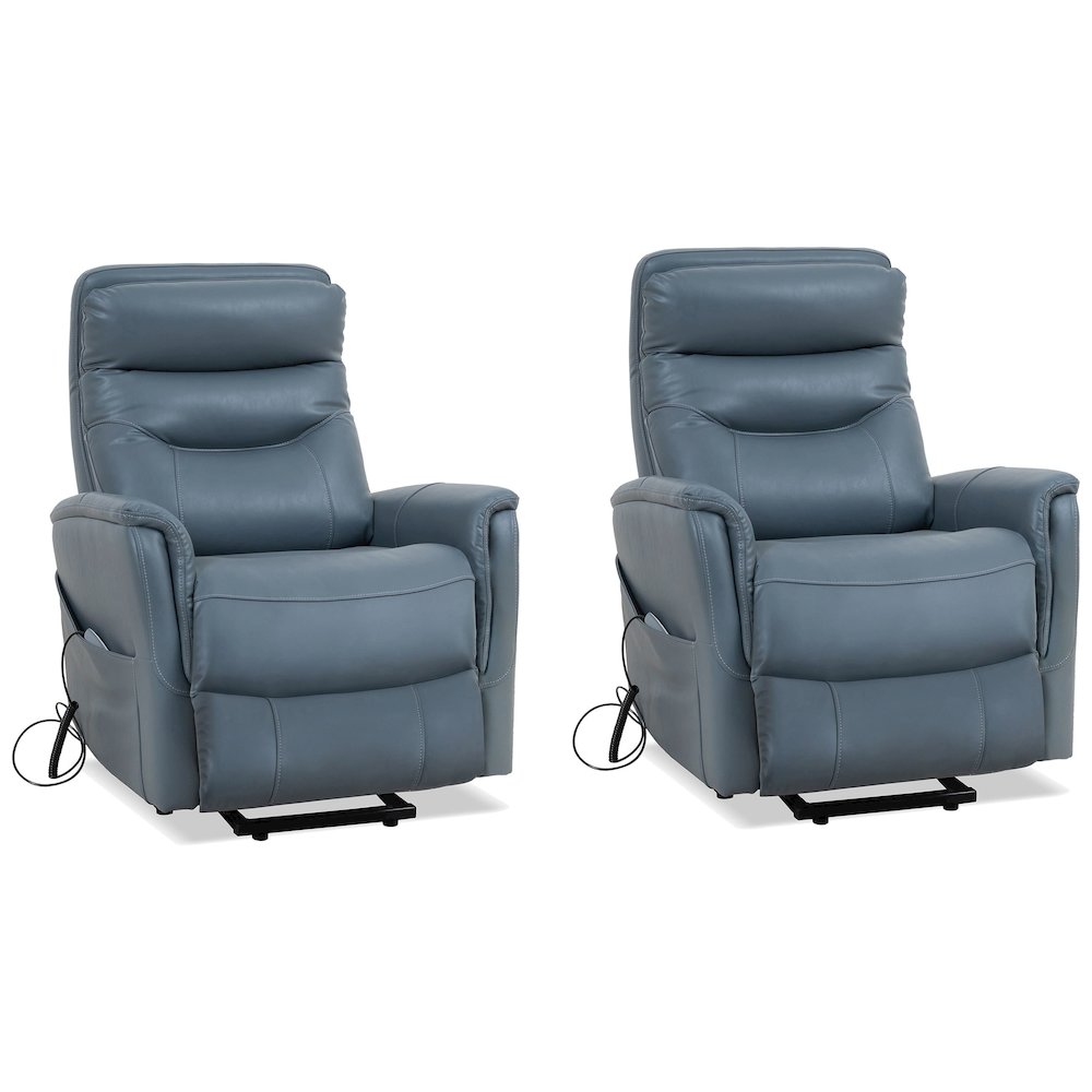 Gemini - Softy Azure Power Lift Recliner with Articulating Headrest Two Pack
