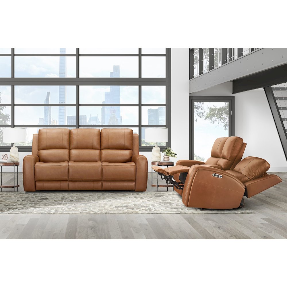 Belmont Lyric Caramel Zero Gravity Power Reclining Sofa and Loveseat