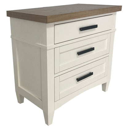Modern Bedroom 3 Drawer Nightstand with Charging Station