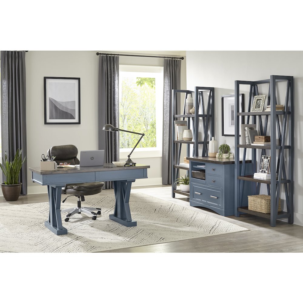 Modern - Denim Etagere Bookcase