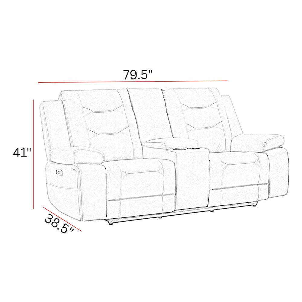 Caldwell - Tahoe Fog Power Console Loveseat P2