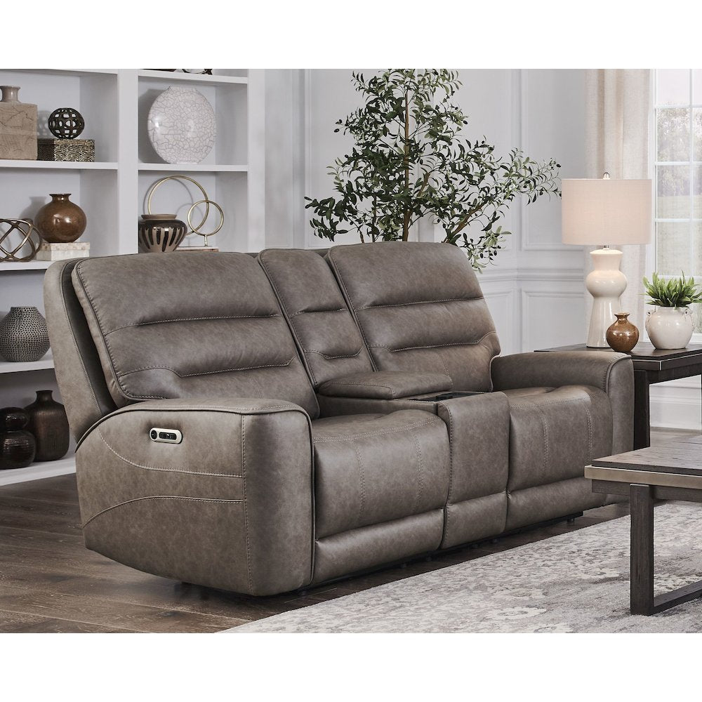 Lawson Sydney Brunette Power Zero Gravity Tilt Console Loveseat P2