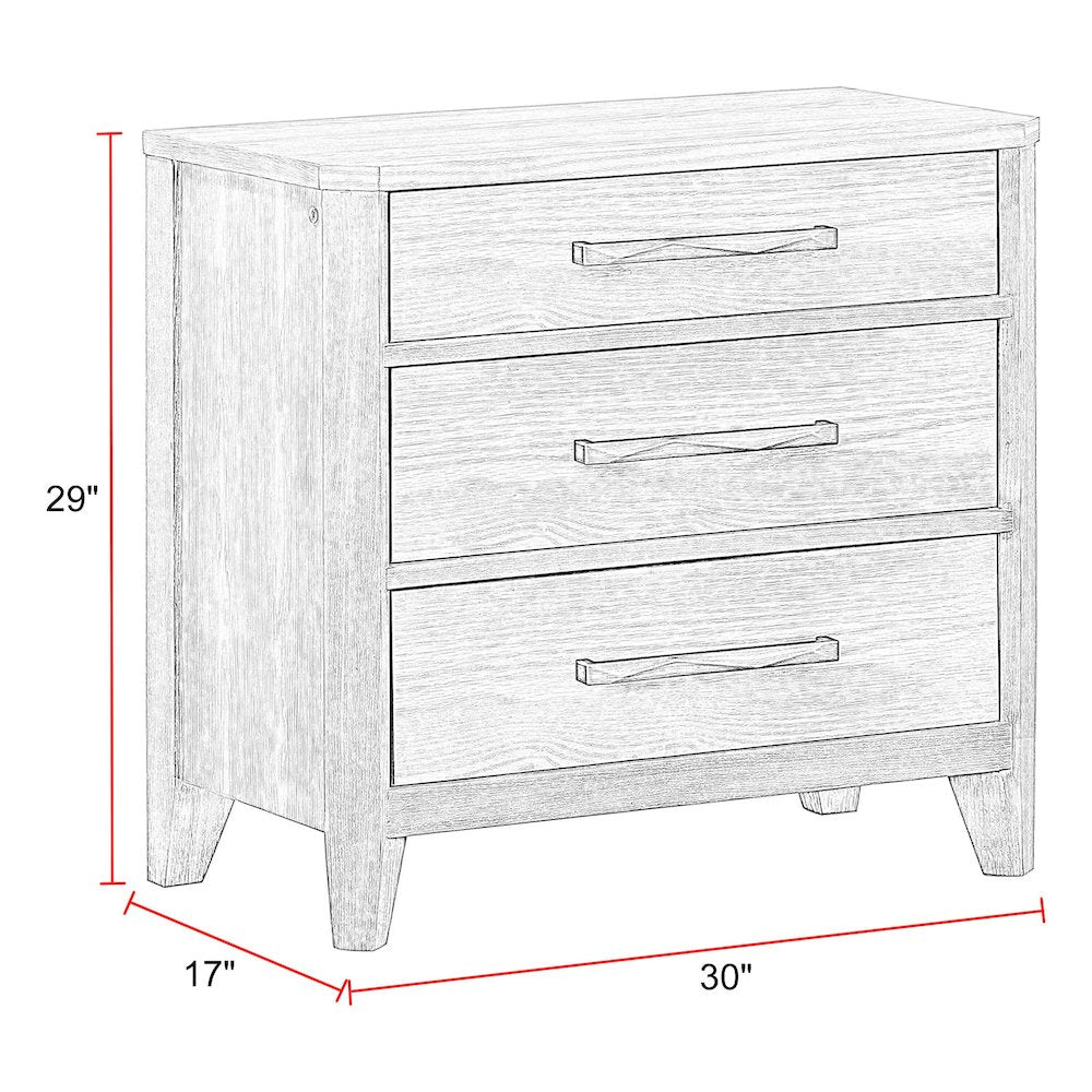 Breckenridge Bedroom 3 Drawer Nightstand with USB Port