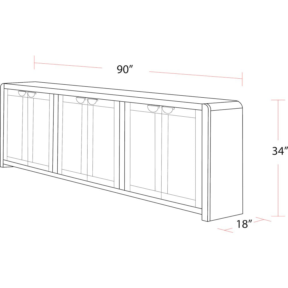 90 In. Console with Reversible Panel Doors