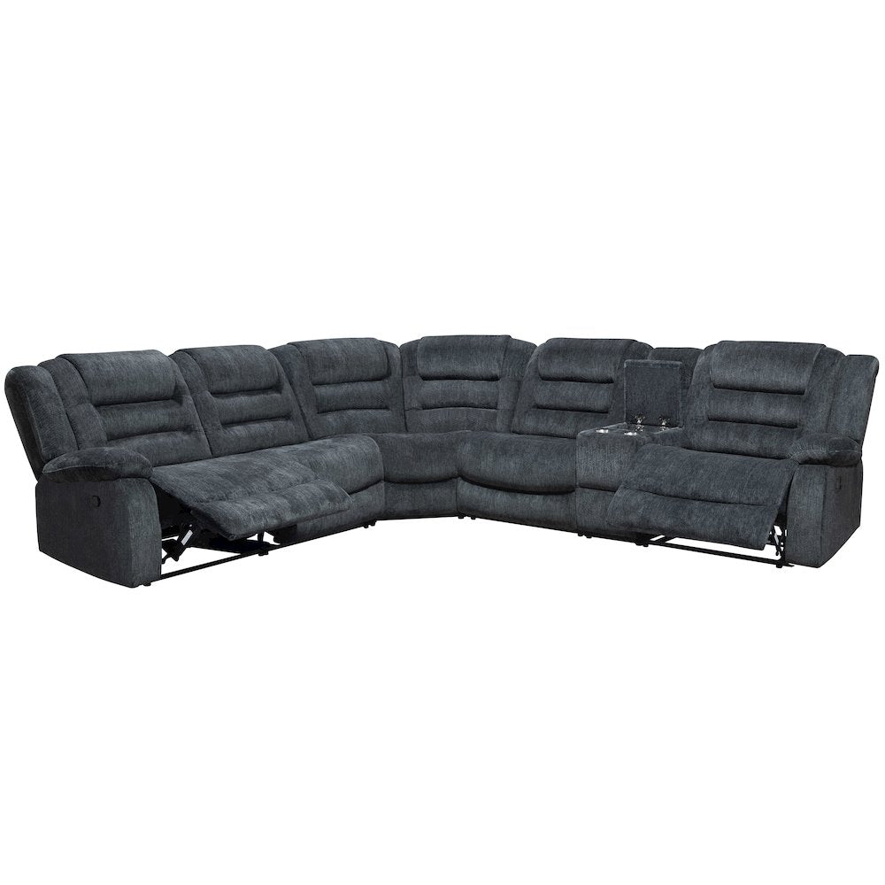 Misty Storm 6 Piece Modular Reclining Sectional and Entertainment Console