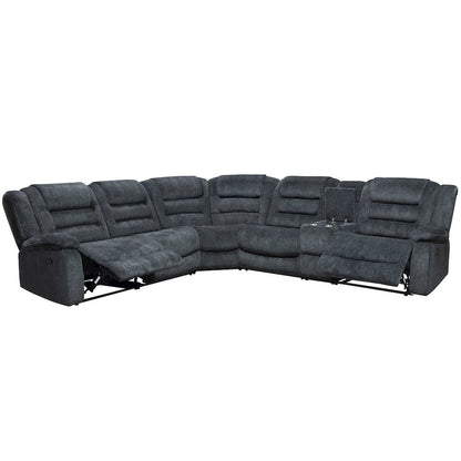 Misty Storm 6 Piece Modular Reclining Sectional and Entertainment Console