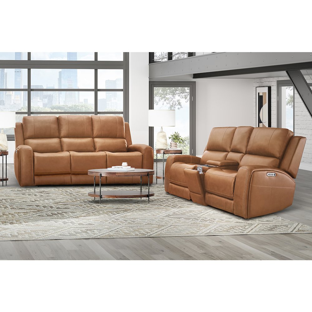 Belmont Lyric Caramel Zero Gravity Power Reclining Sofa and Loveseat